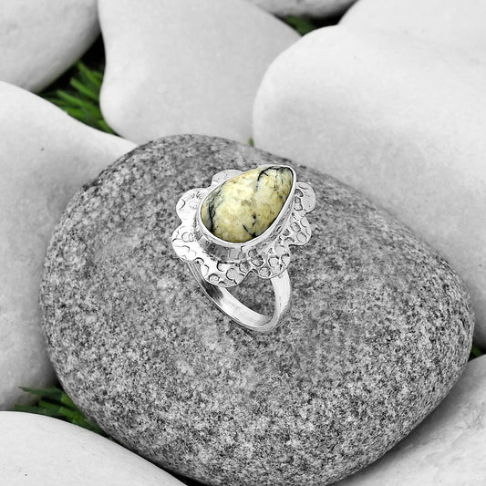 Authentic White Buffalo Turquoise Nevada Ring size-7 R-1241 SDR205753