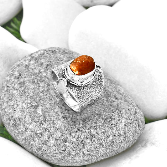 Natural Sunstone Rough Ring size-7 R-1436 SDR206472