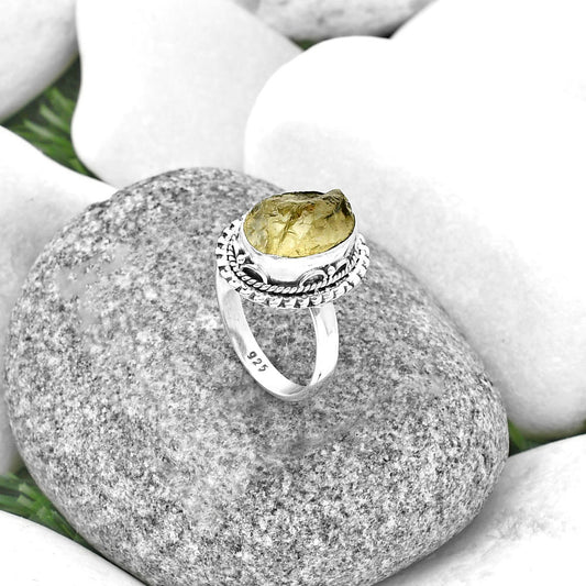 Natural Yellow Scapolite Rough Ring size-7.5 R-1279 SDR206526