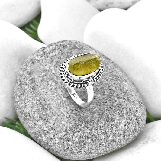 Natural Green Kyanite Rough India Ring size-7.5 R-1279 SDR206537