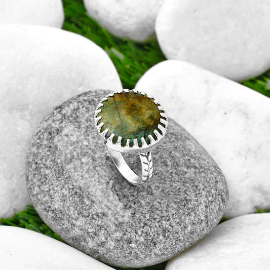 Natural Larsonite Jasper Ring size-8.5 R-1210 SDR207733