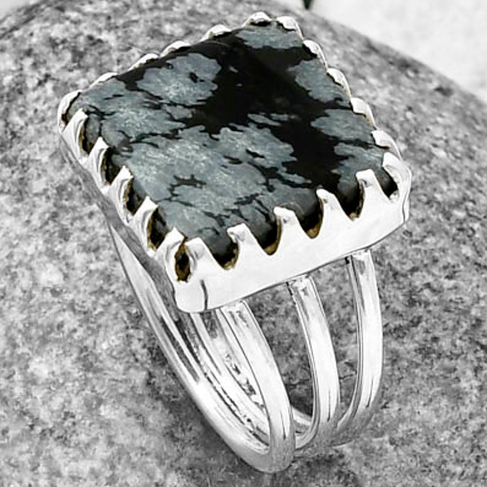 Natural Snow Flake Obsidian Ring size-7.5 R-1210 SDR207891