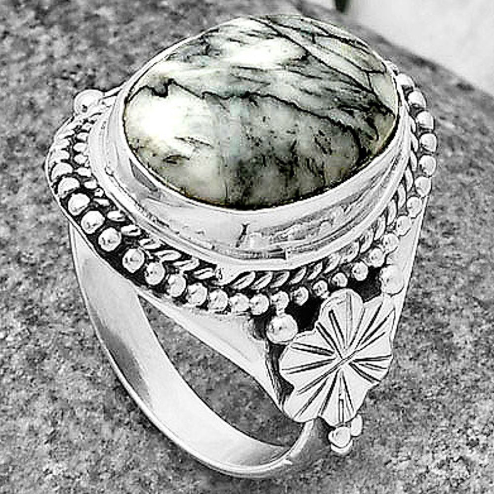 Natural Pinolith Stone Ring size-7 R-1424 SDR208770