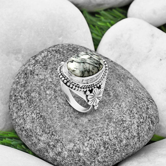 Natural Pinolith Stone Ring size-7 R-1424 SDR208770