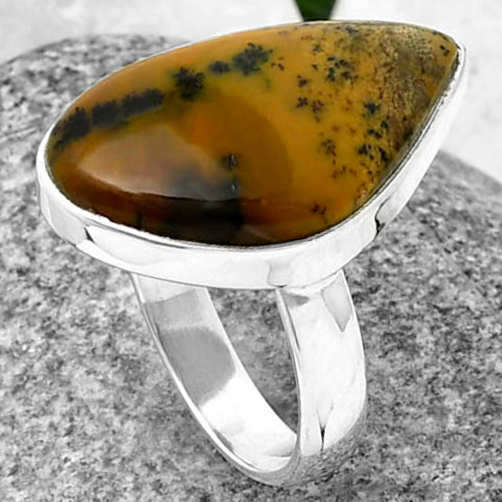 Russian Honey Dendrite Opal Ring size-8.5 R-1001 SDR209200