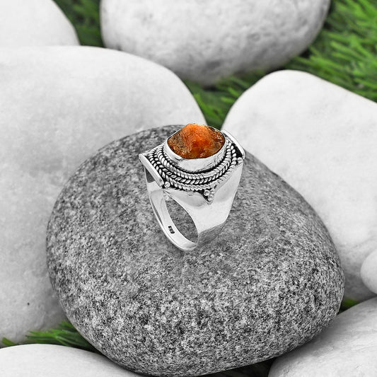 Natural Sunstone Rough Ring size-7 R-1397 SDR210006