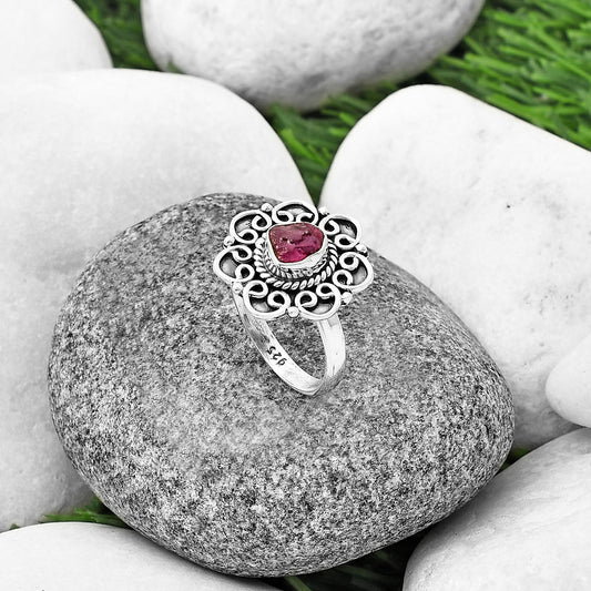 Natural Pink Tourmaline Rough Ring size-8 R-1337 SDR210135