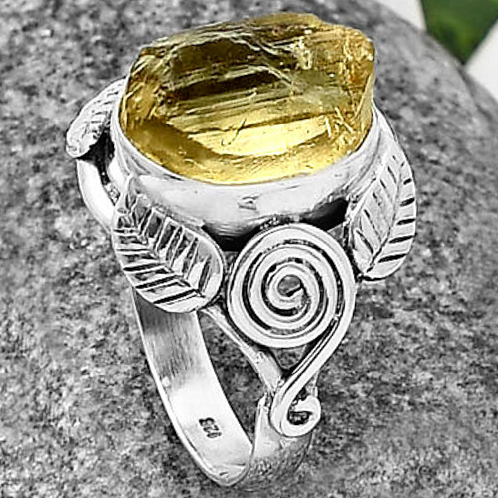 Southwest - Yellow Scapolite Rough Ring size-7 R-1352 SDR210862