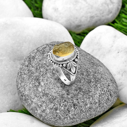 Natural Yellow Scapolite Rough Ring size-8 R-1300 SDR211291