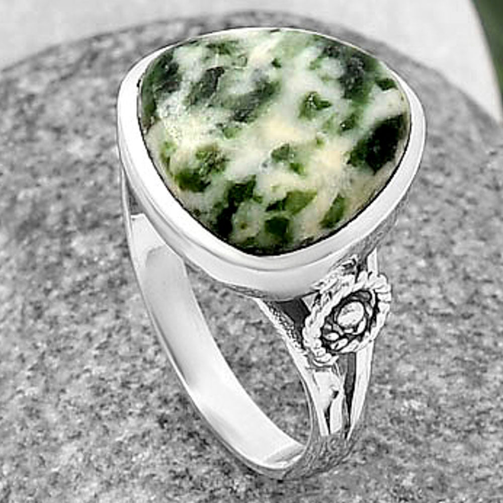 Spiral - Natural Dioptase Ring size-8.5 R-1062 SDR214055