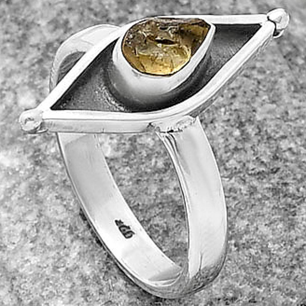Evil Eye - Yellow Scapolite Rough Ring size-8.5 R-1628 SDR214208
