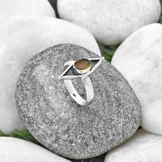 Evil Eye - Yellow Scapolite Rough Ring size-8 R-1628 SDR214218