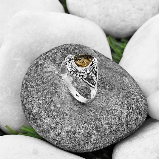 Natural Yellow Scapolite Rough Ring size-9 R-1300 SDR214513