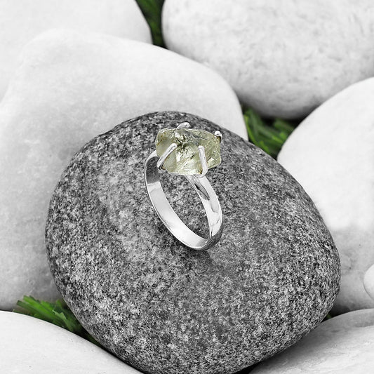 Prasiolite (Green Amethyst) Rough Ring size-8 R-1052 SDR214905