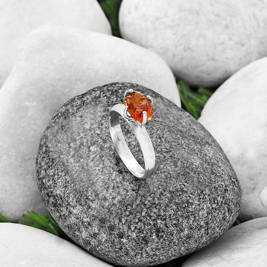 Natural Mandarin Citrine Rough Ring size-8.5 R-1052 SDR214924