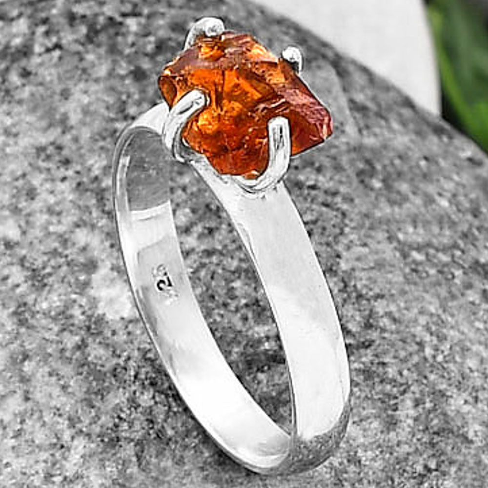 Natural Mandarin Citrine Rough Ring size-8.5 R-1052 SDR214935