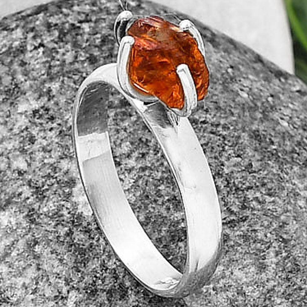 Natural Mandarin Citrine Rough Ring size-8 R-1052 SDR214937