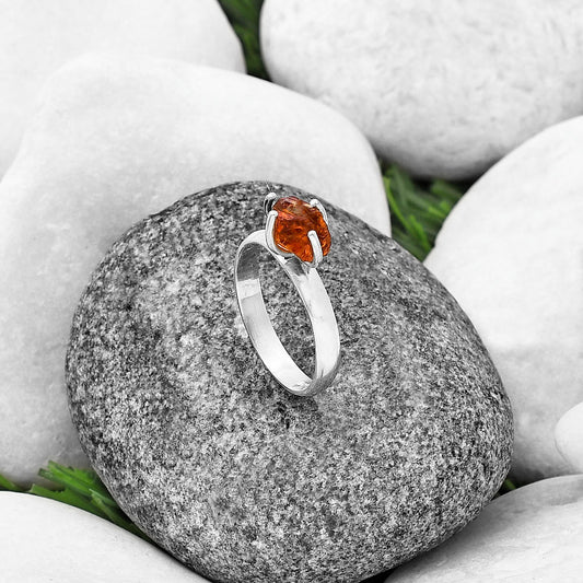 Natural Mandarin Citrine Rough Ring size-8 R-1052 SDR214937