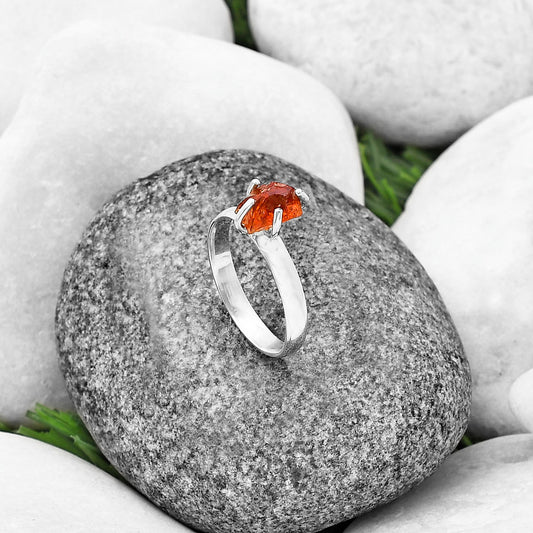 Natural Mandarin Citrine Rough Ring size-8 R-1052 SDR214941