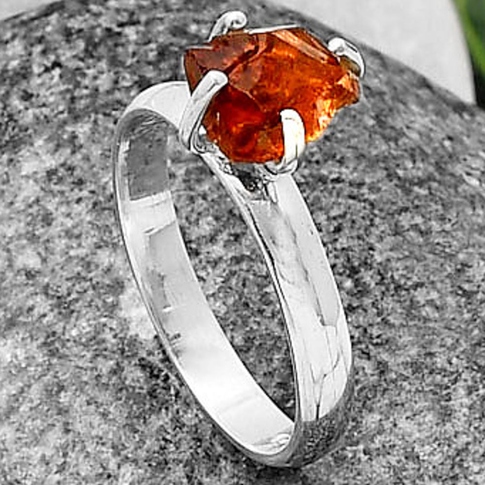 Natural Mandarin Citrine Rough Ring size-8 R-1052 SDR214944