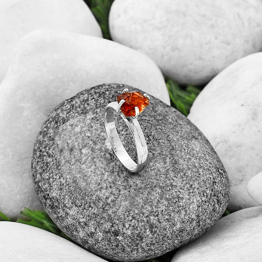 Natural Mandarin Citrine Rough Ring size-8 R-1052 SDR214944