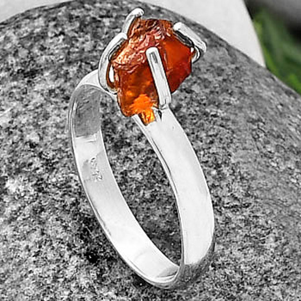 Natural Mandarin Citrine Rough Ring size-8 R-1052 SDR214951