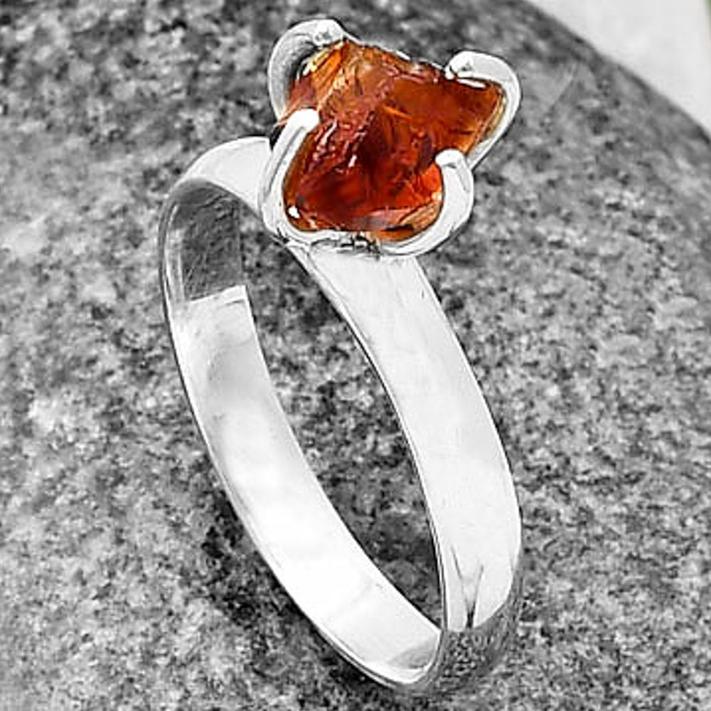 Natural Mandarin Citrine Rough Ring size-8 R-1052 SDR214958