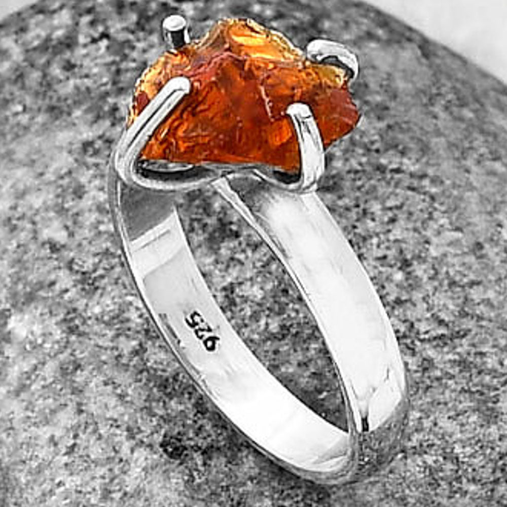 Natural Mandarin Citrine Rough Ring size-7 R-1052 SDR214961