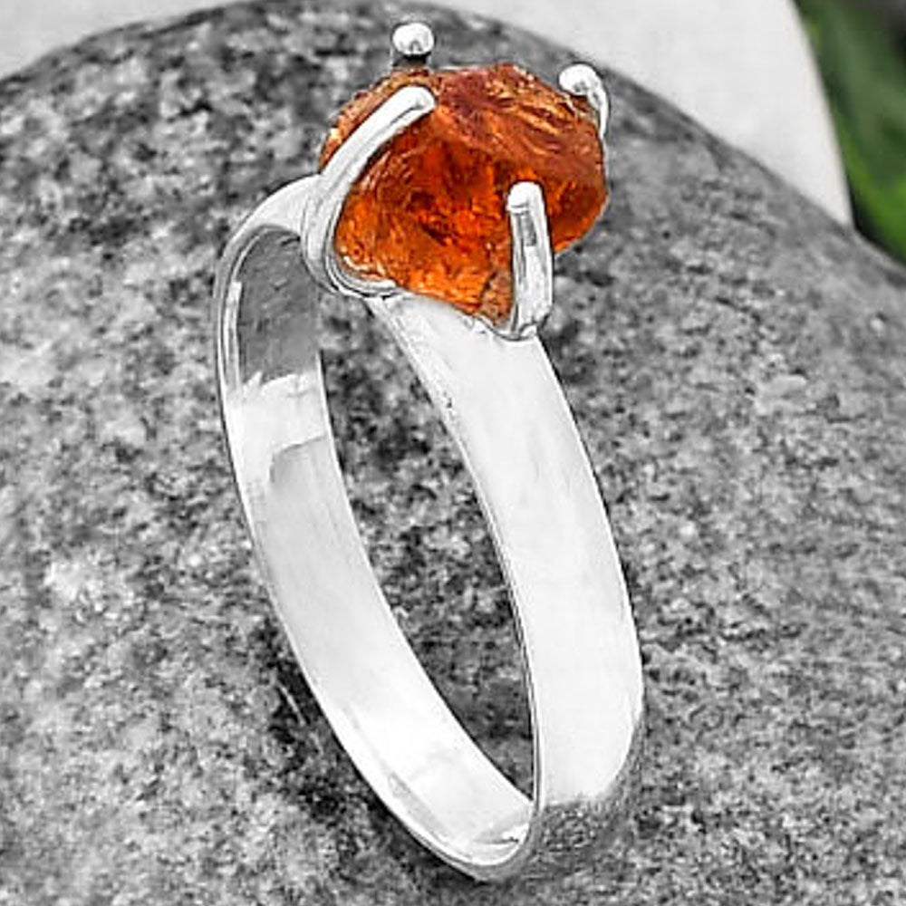Natural Mandarin Citrine Rough Ring size-8 R-1052 SDR214962