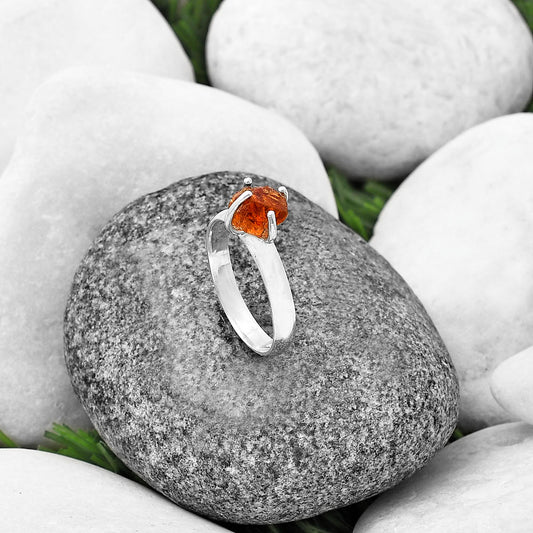 Natural Mandarin Citrine Rough Ring size-8 R-1052 SDR214962