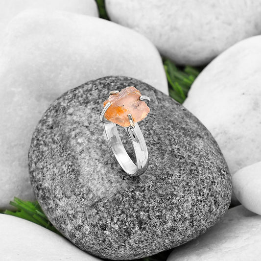 Rose Quartz Rough - Madagascar Ring size-8 R-1052 SDR214998