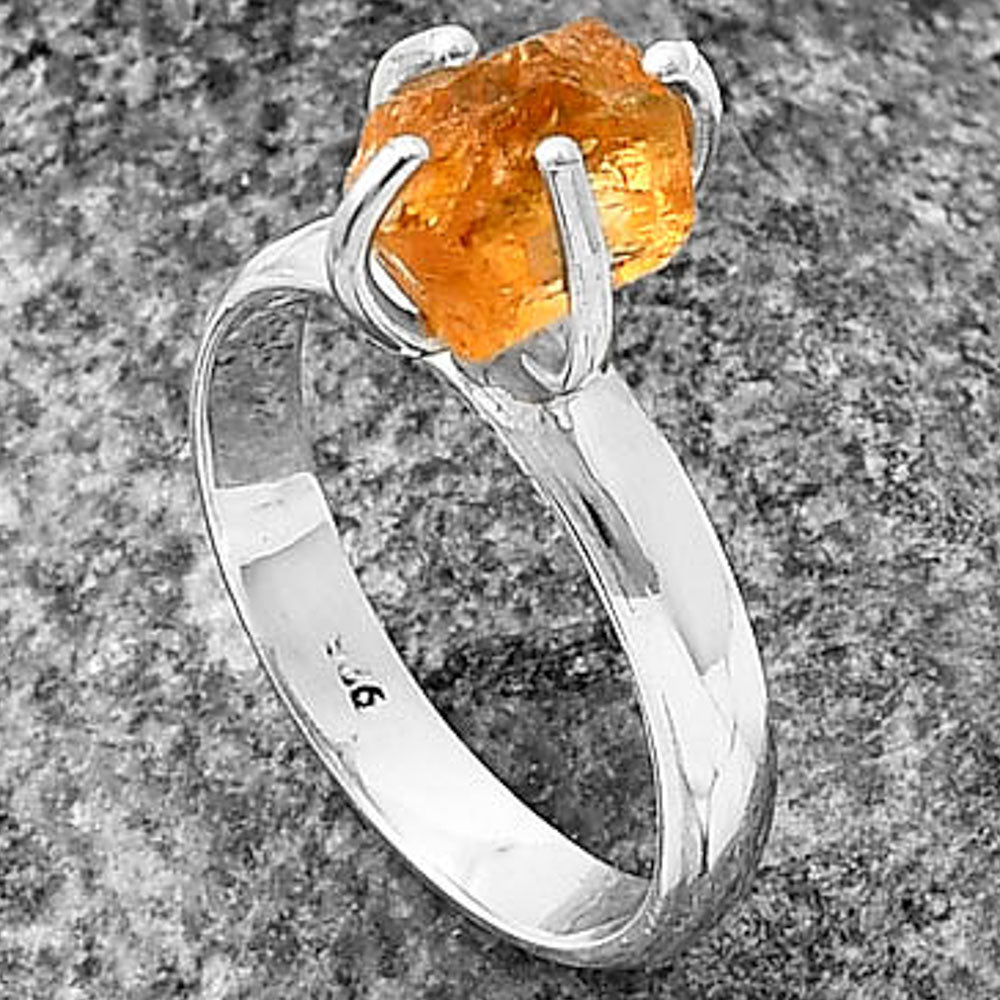 Natural Citrine Rough - Brazil Ring size-7 R-1052 SDR215069