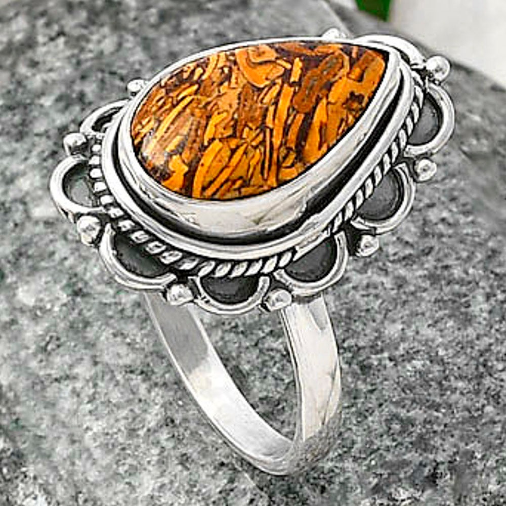 Coquina Fossil Jasper - India Ring size-8.5 R-1256 SDR215454