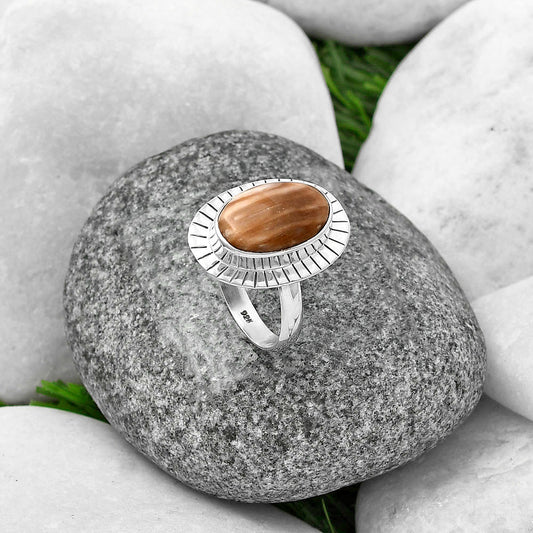 Natural Petrified Wood Ring size-8 R-1086 SDR215762