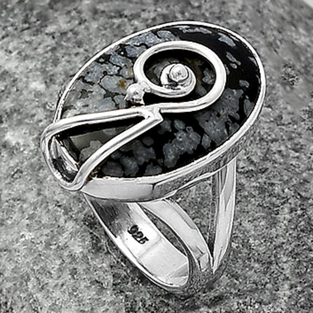 Natural Snow Flake Obsidian Ring size-7 R-1478 SDR215915