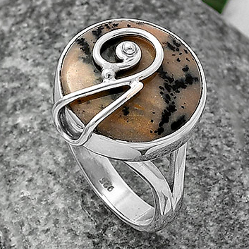 Natural Russian Honey Dendrite Opal Ring size-7 R-1478 SDR215929