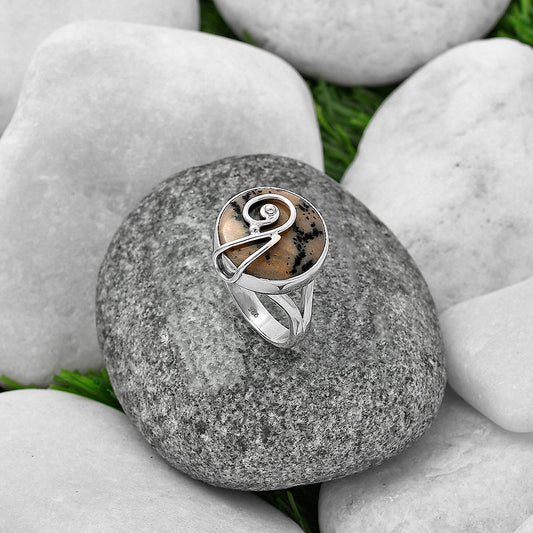 Natural Russian Honey Dendrite Opal Ring size-7 R-1478 SDR215929