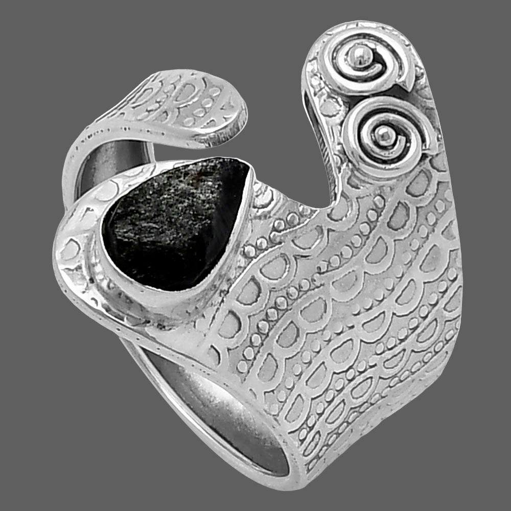 Adjustable - Tektite Rough - Greek Ring size-8.5 R-1375 SDR216094