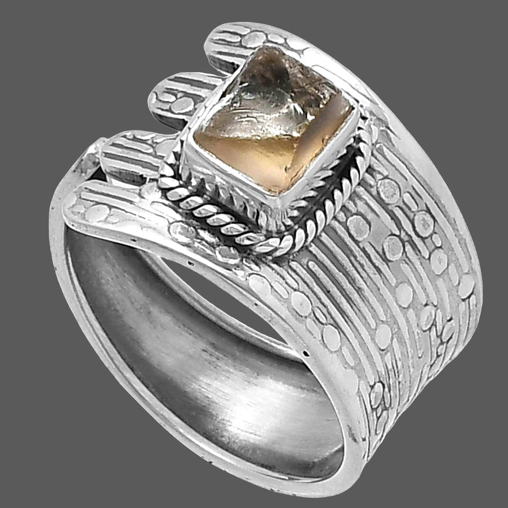 Adjustable Yellow Scapolite Rough Ring size-7.5 R-1381 SDR216919