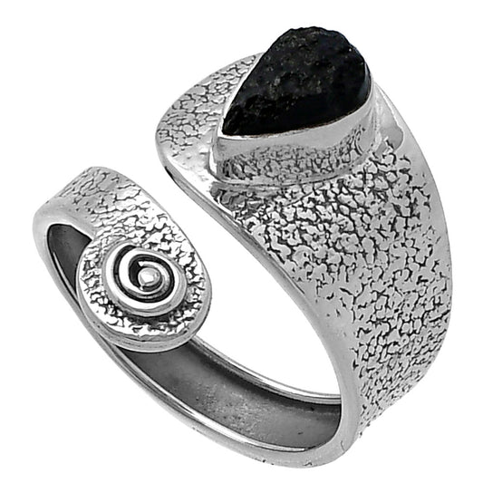 Adjustable - Tektite Rough - Greek Ring size-8.5 R-1374 SDR216955