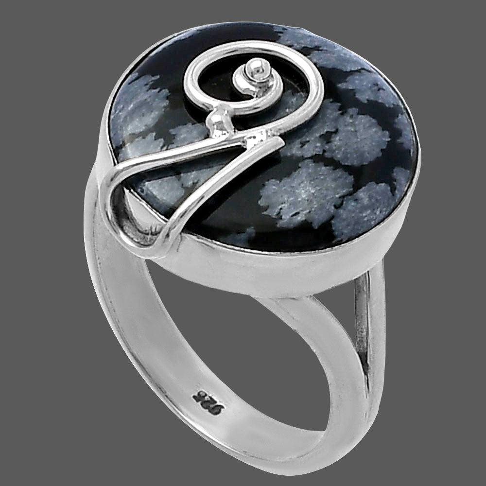 Natural Snow Flake Obsidian Ring size-8.5 R-1478 SDR217128