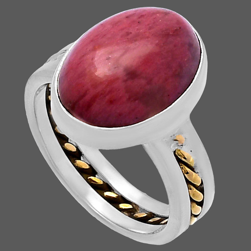 Two Tone - Natural Pink Tulip Quartz Ring size-7 R-1711 SDR220045