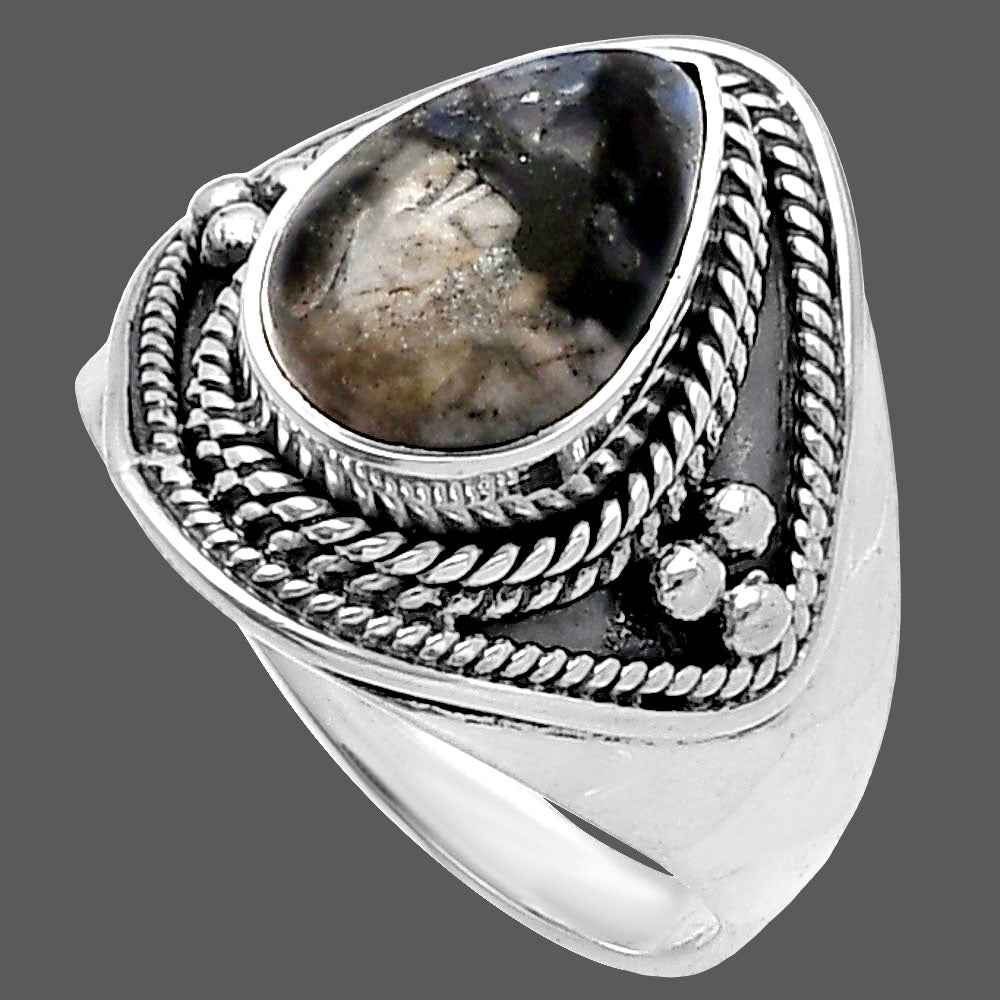 Llanite Blue Opal Crystal Sphere Ring size-7 R-1312 SDR221663