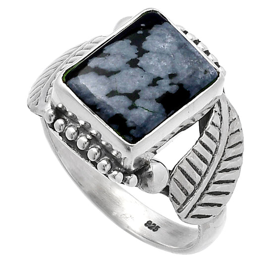 Natural Snow Flake Obsidian Ring size-8 R-1272 SDR222208