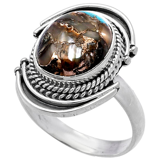 Evil Eye - Copper Abalone Shell Ring size-7 R-1314 SDR222704