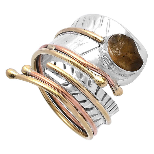Two Tone Adjustable - Rare Kornerupine Rough Ring size-8 R-1523 SDR223975