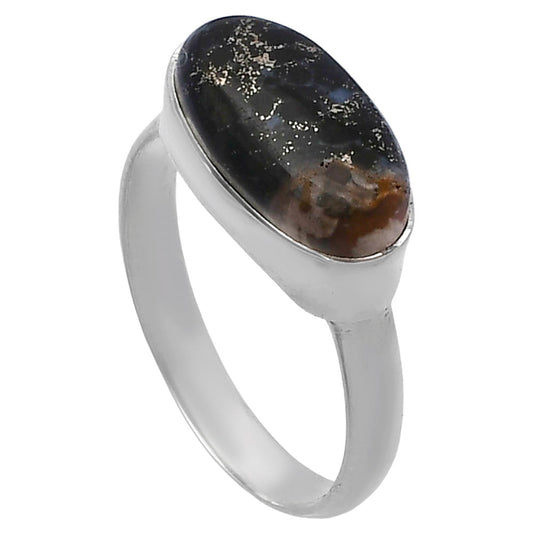 Natural Palm Root Fossil Agate Ring size-9 R-1057 SDR224476