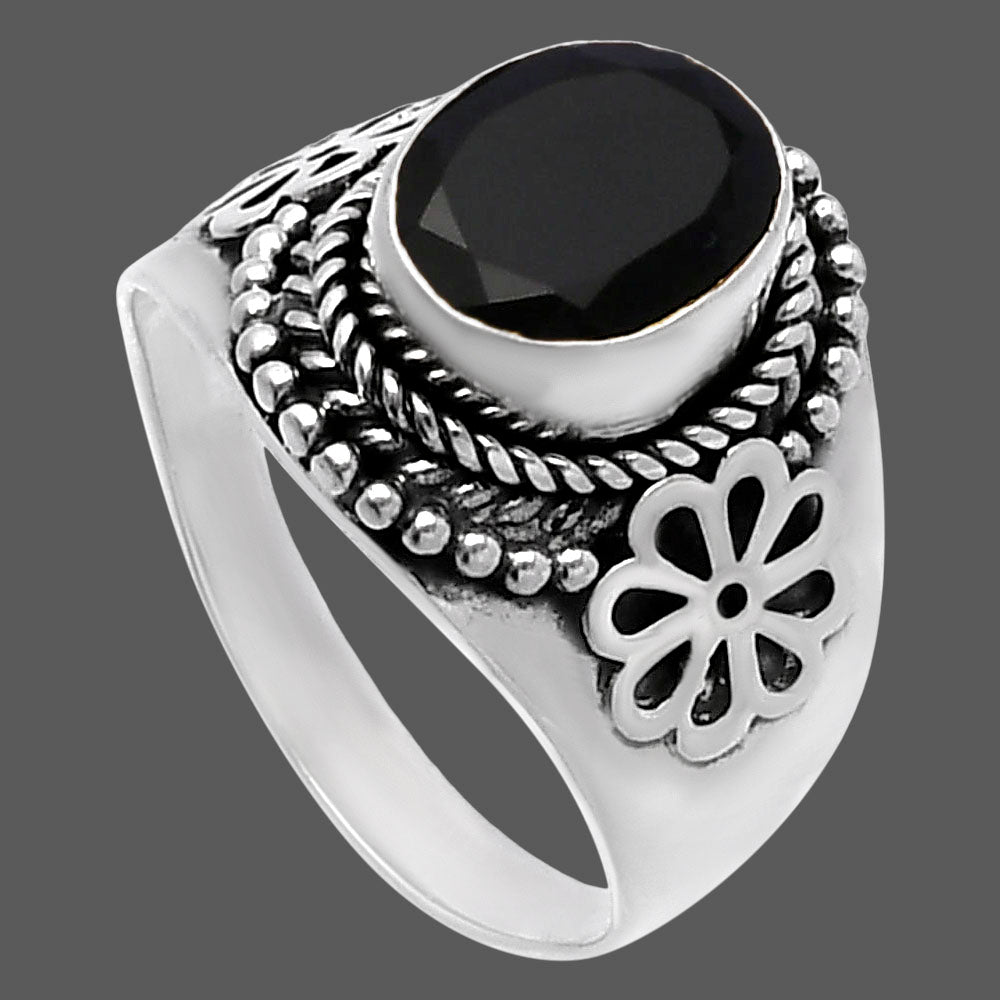 Natural Black Onyx - Brazil Ring size-7.5 R-1541 SDR224641