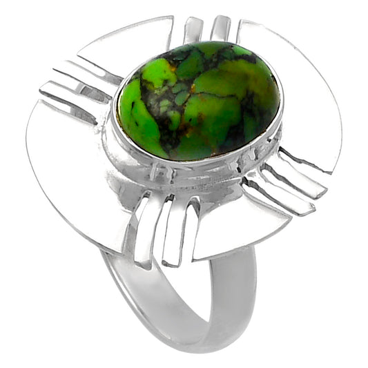 Natural Green Matrix Turquoise Ring size-8.5 R-1240 SDR224705