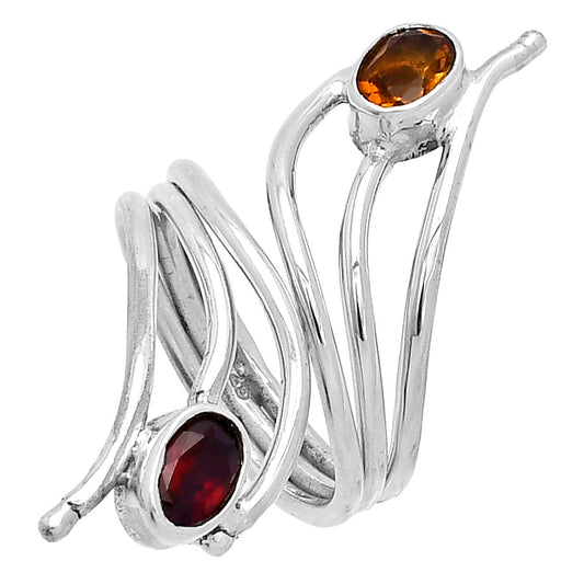 Adjustable - Hessonite Garnet & Citrine Ring size-5 R-1409 SDR225204